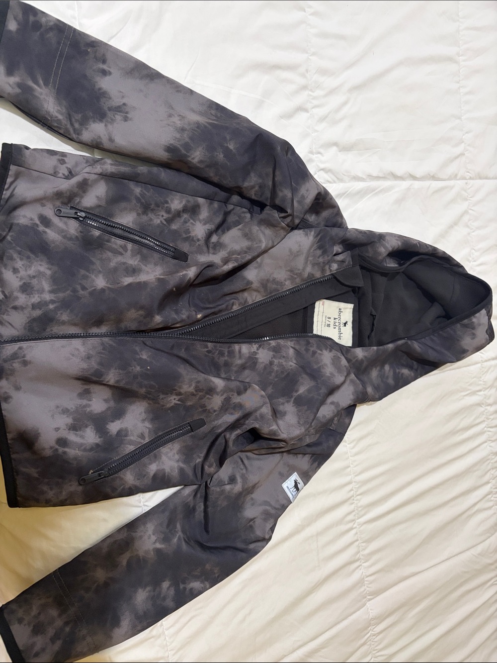 abercrombie kids Black & Gray Tie-Dye Hooded Jacket